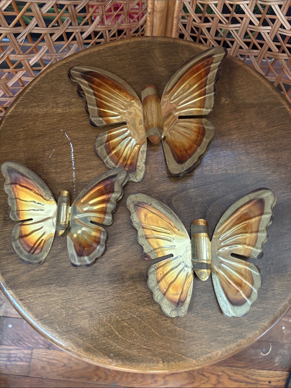 Homco Metallic Gold and Brown Butterfly Wall Set